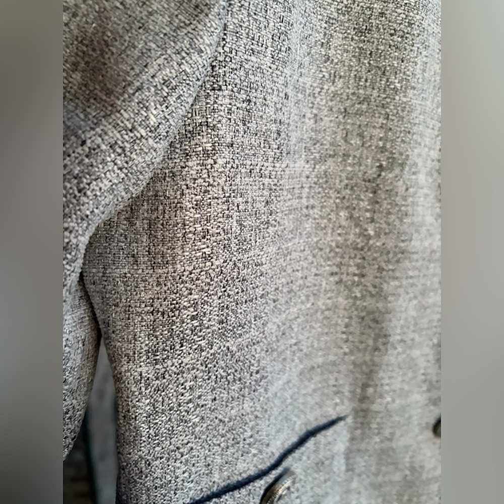 🆕 To My Lovers Gray Tweed Cropped Jacket Blazer Gold Crest Buttons Lined Size M - Picture 11 of 17